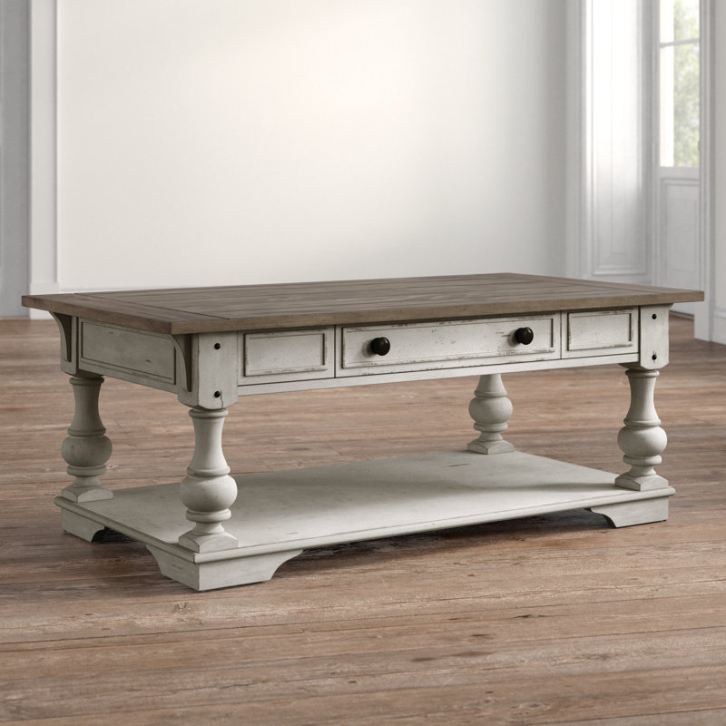 Morgan Creek Antique White Rectangular Coffee Table with Storage