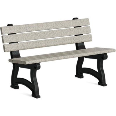  Aspen 4 Foot Park Bench - Durable 100% Recycled Wood | Weather-resistant, Comfortable Outdoor Seating For Parks, Golf Courses, Gardens & Patios - Weathered