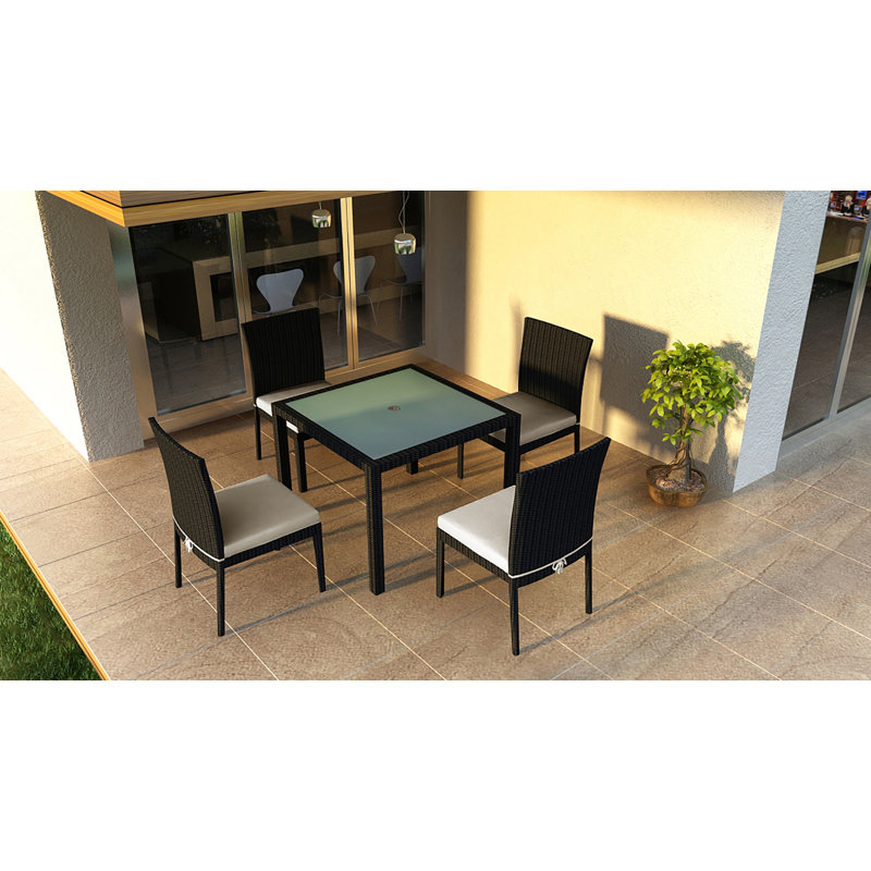 Urbana Outdoor 9 - Piece Dining Set with Cushions, 29.5" H x 59" W x 59" L, Canvas Heather Beige Sunbrella® Canvas