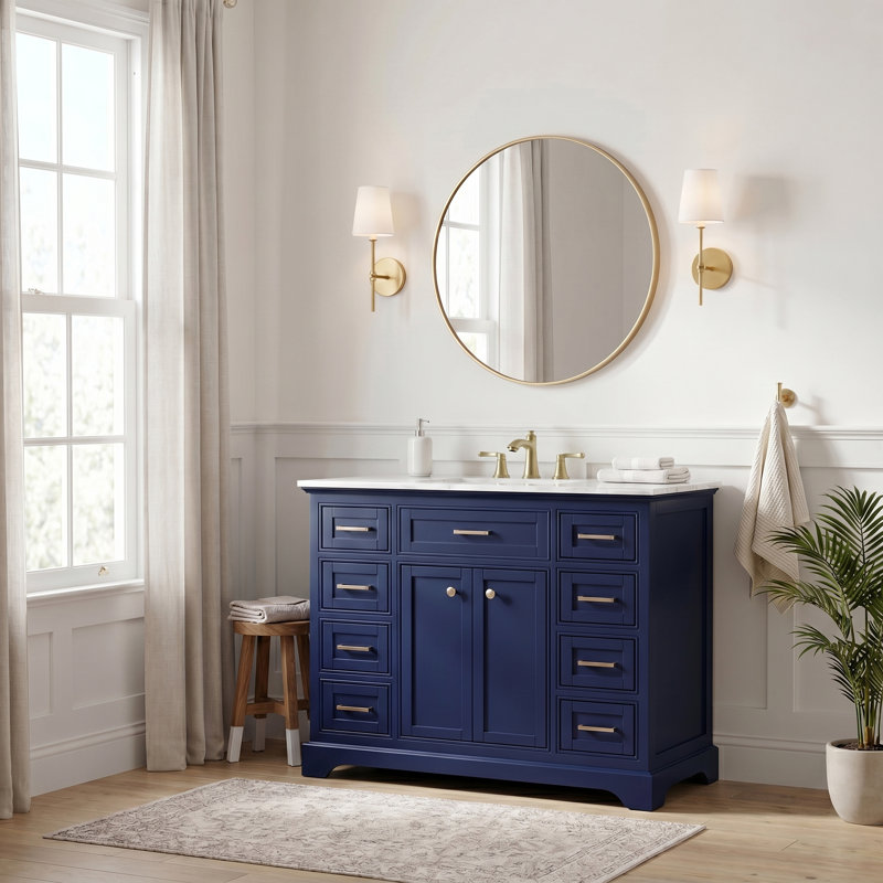 Ensemble de meuble-lavabo simple de 42 po Hermes, Bleu