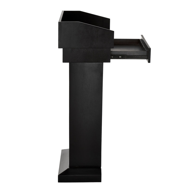 Black Wood Veneer Full Podium Lectern with Storage
