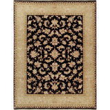 Hand Knotted Oriental Area Rug in Black/Beige
