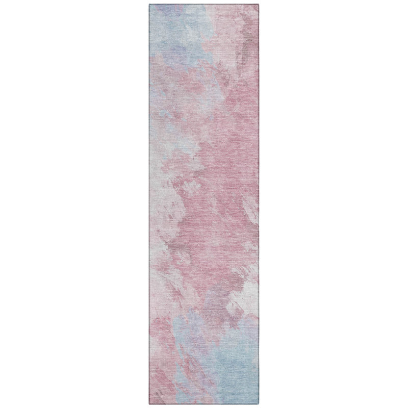 Braeas Pink Washable Indoor-Outdoor Rug - LOOMLAN, 2'3" x 7'6"