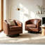 Fauteuil demi-tonneau pivotant en similicuir avec base en bois massif Applewold-90757931