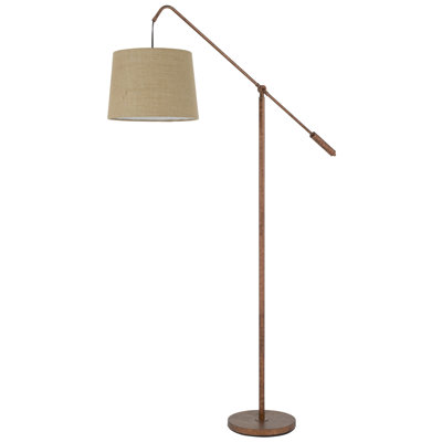 Lampe sur pied réglable en métal avec abat-jour en forme de toile et toile de jute H 68 po