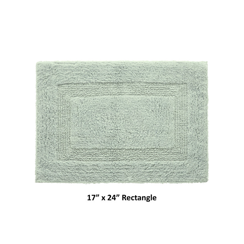 Rozanne Reversible Cotton Bath Rug, Dark Sage, 17" x 24" Rectangle