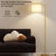 Modern Arc Floor Lamp With Adjustable Hanging Shade And 3 Colour Led Bulb - Gold