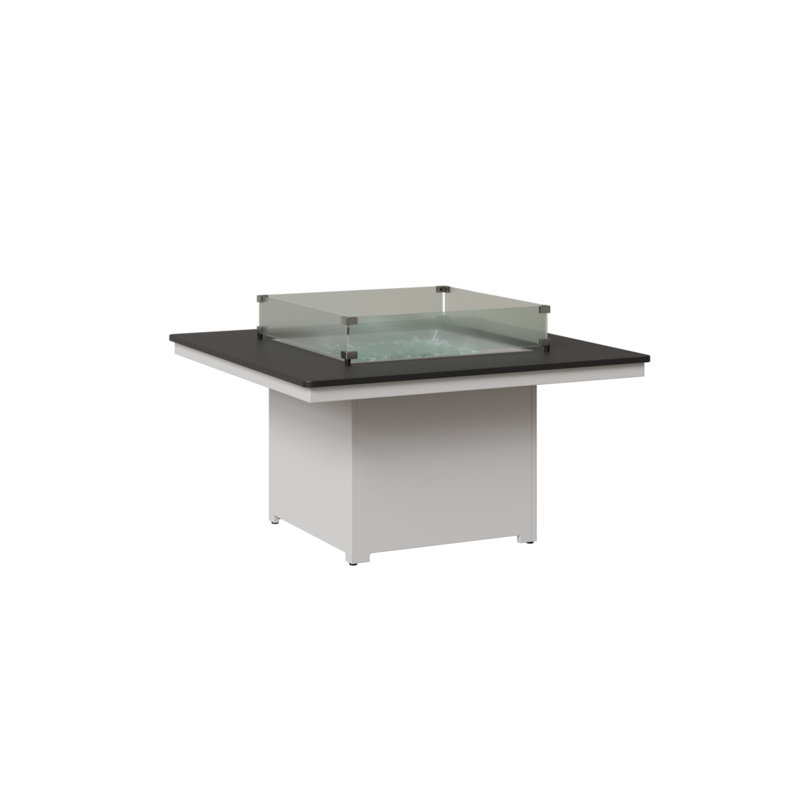  Table de foyer Numte Marine avec plateau noir mat et base blanche matte, Noir mat, H 24,75 po x l 47 po x P 47 po
