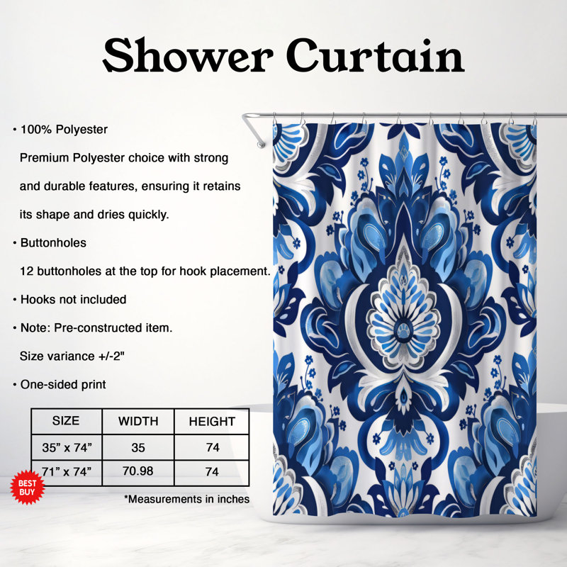 Boho Graphiques - Rideau de douche Premium, H 74 po x l 71 po