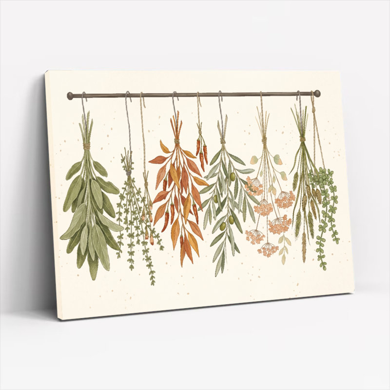Ensemble de 1 tableau sur toile représentant le séchage des herbes, 28"H x 40"W, Wrapped Canvas