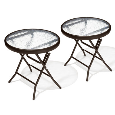 Folded Glass Round Outdoor Side Table