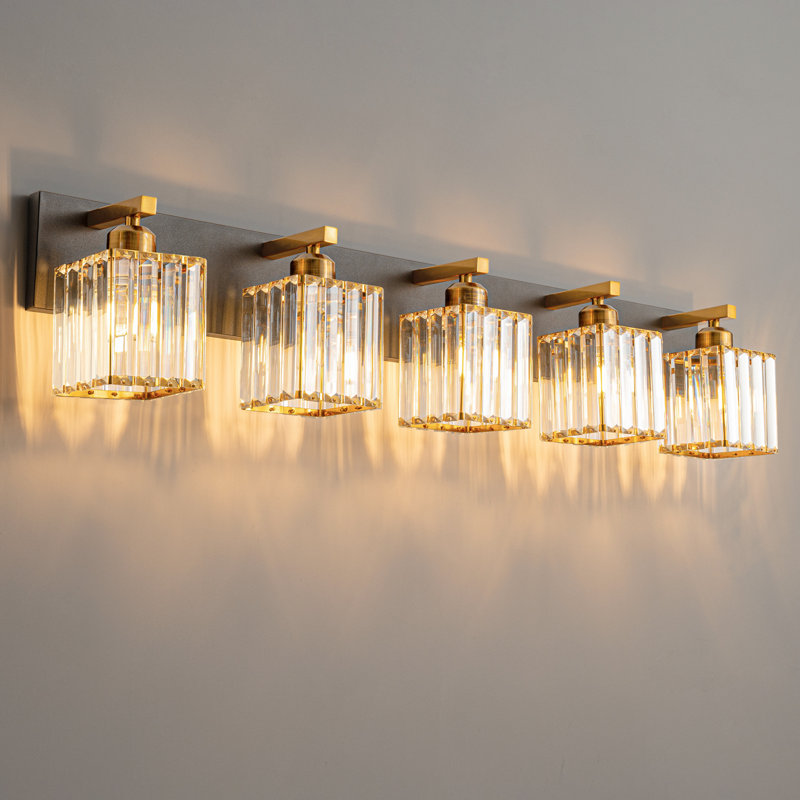 Lanceton Dimmable Vanity Light, Black/Gold, 5 Lights