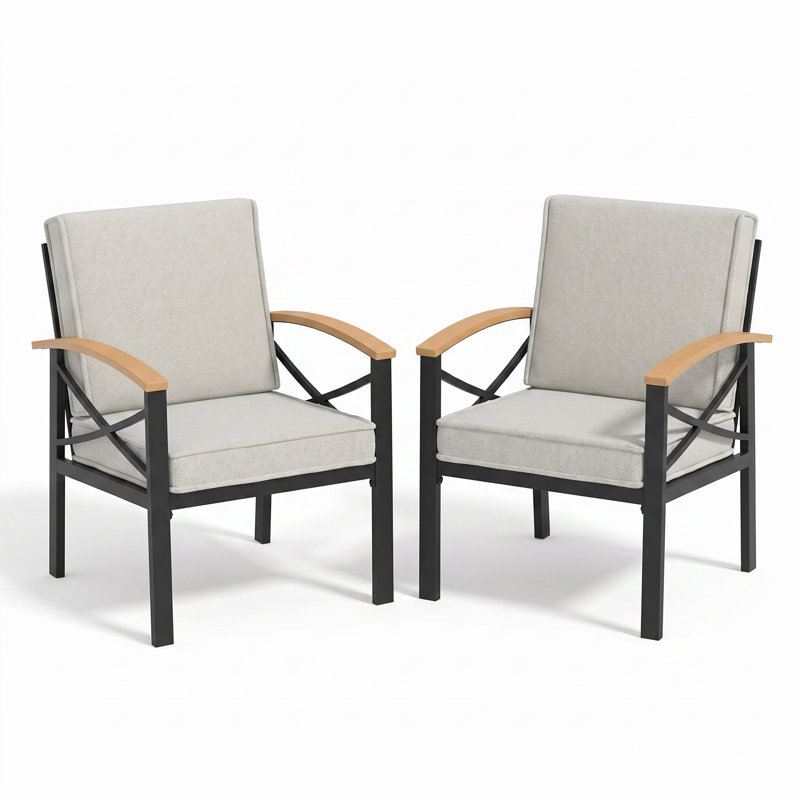 Patio Chairs With Cushions, Beige