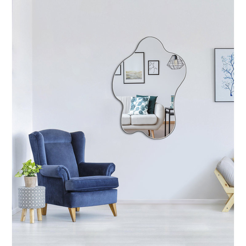 Asymmetrical Wall Mounted Mirror, Wavy Mirror, Irregular Shaped For Living Room, Bedroom, Entryway, 23"x32.3"