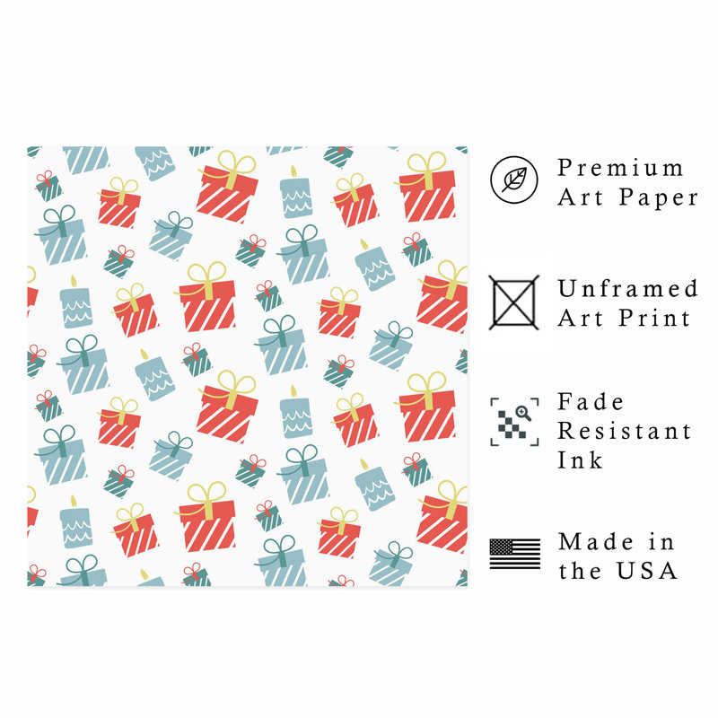 «Holiday Christmas Presents Pattern I», reproduction d'art moderne sans cadre