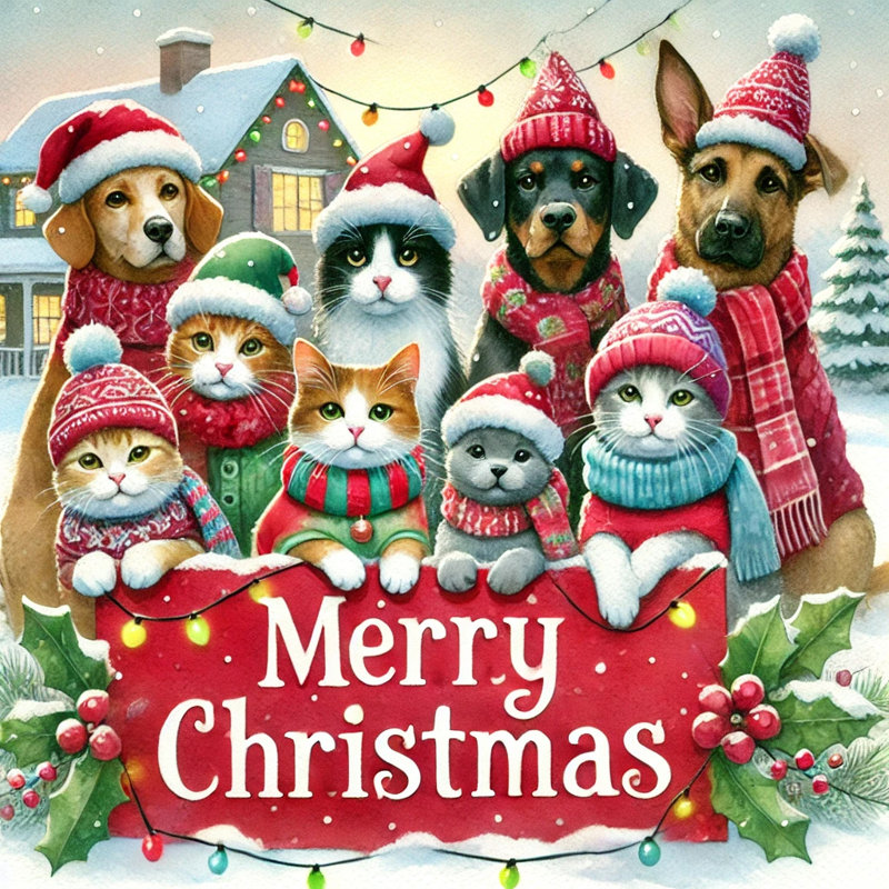 «Holiday Pet Pals Celebration», reproduction sur toile, H 20 po x l 20 po x P 1,5 po