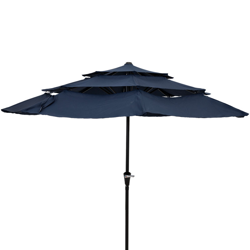 Parasol de marché octogonal uni à 3 niveaux de 10 pi avec bouton-poussoir inclinable et manivelle
