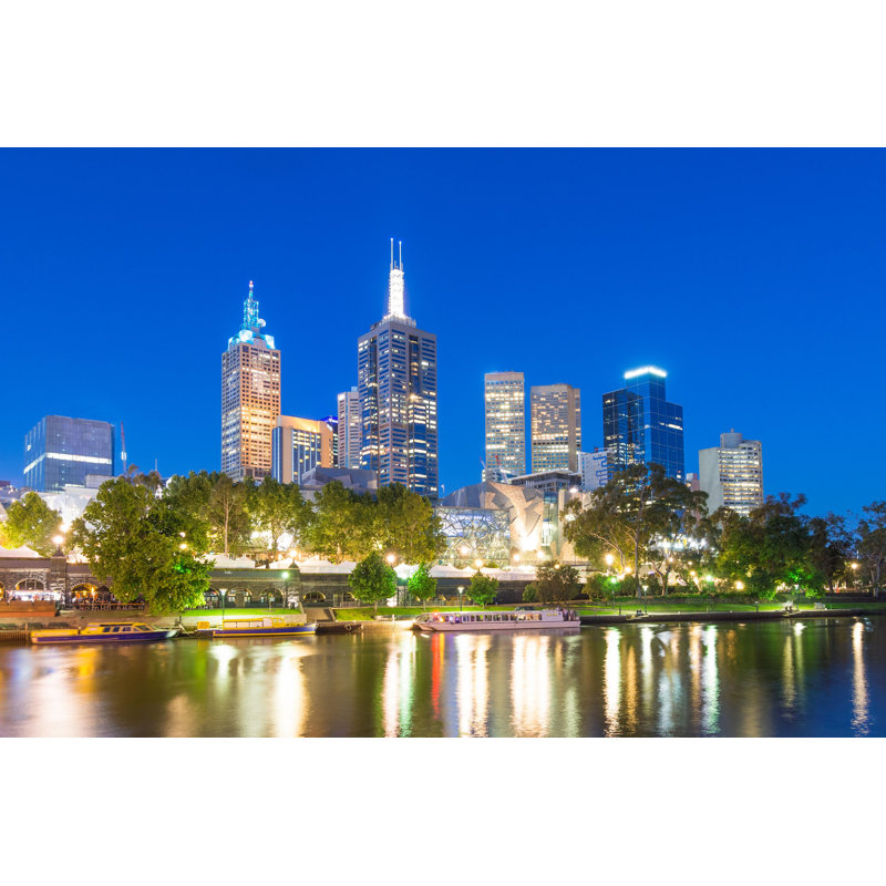 Melbourne At Night by Scottnz - Wrapped Canvas Print, 30cm H x 46cm W