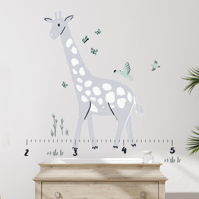 Giraffe Growth Chart Grey Wall Decals