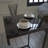 Ewind Pure 25'' Tall C Table Square End Table, Black Marble