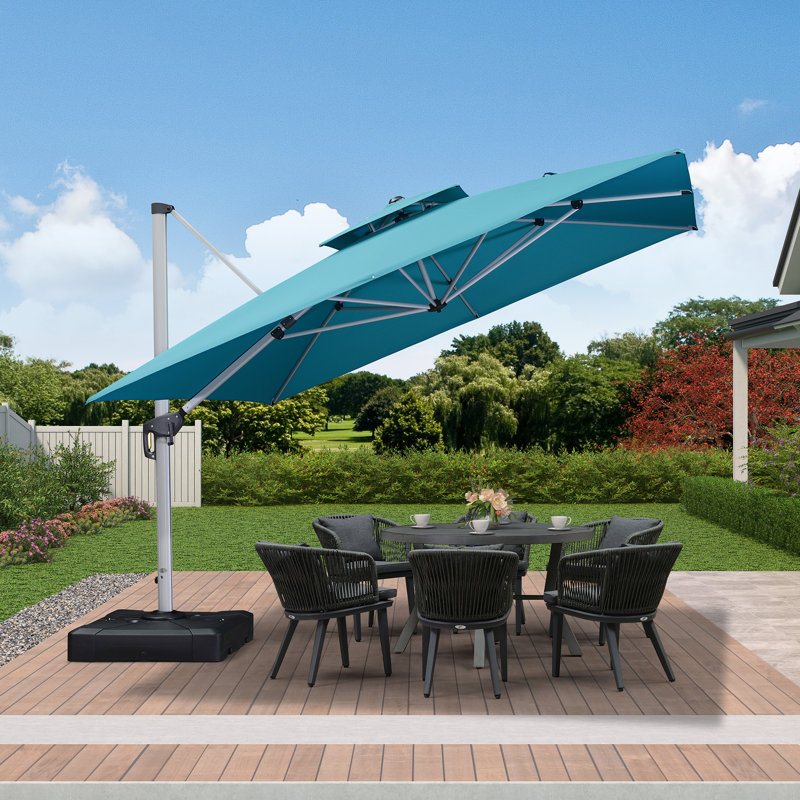 Kolby 3.3m Square Parasol (Must Purchase Base Separately), Turquoise Blue