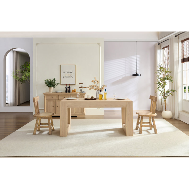 Table de salle à manger Farmhouse Kitchen pour 4 à 6 personnes, table de salle à manger rectangulaire pour la salle à manger, le salon, la cuisine avec des pieds en bois robustes, une garniture en panneau de fibres à densité moyenne, assemblage facile