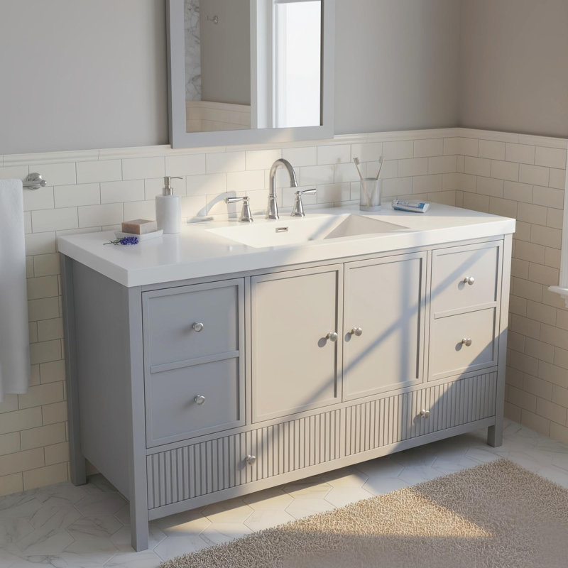Meuble-lavabo classique américain, Bleu gris