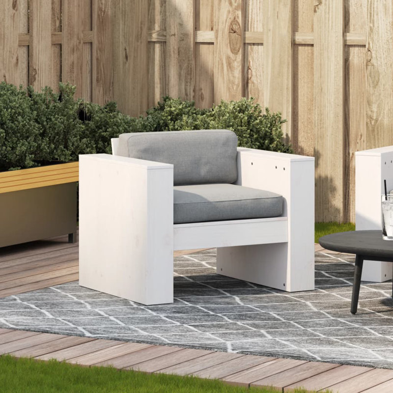 Navya Wood Outdoor Lounge Chair, White