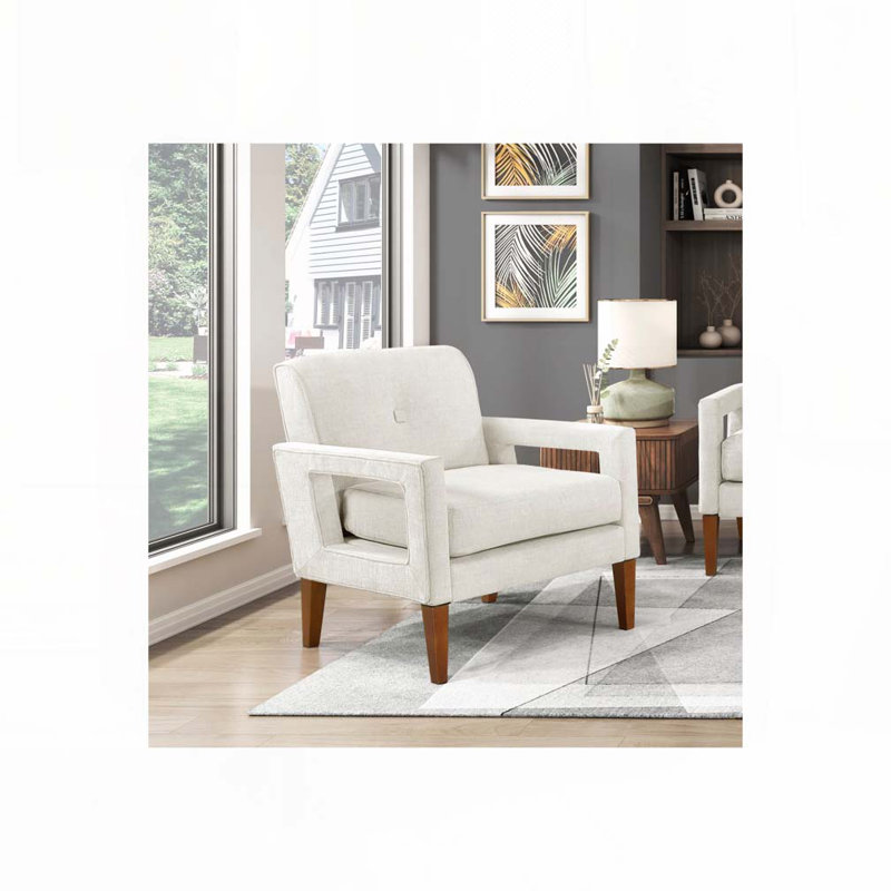 Fauteuil d'appoint, fauteuil club Chenille, Beige