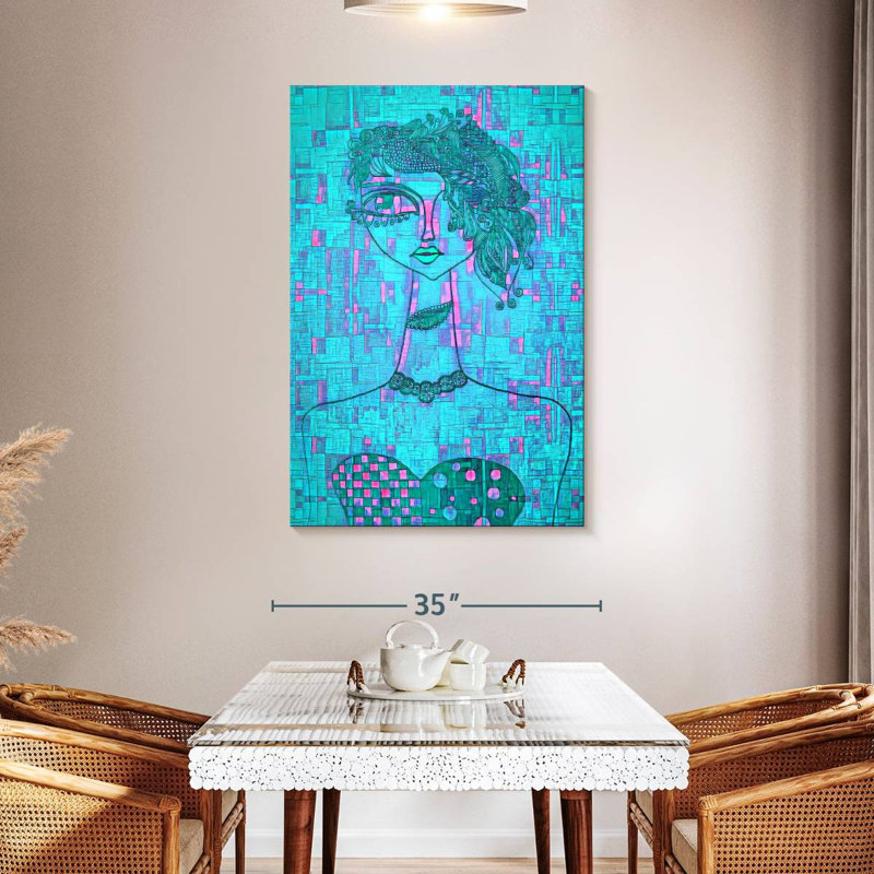 Cubist Long Necked Lady, 48" H x 32" W