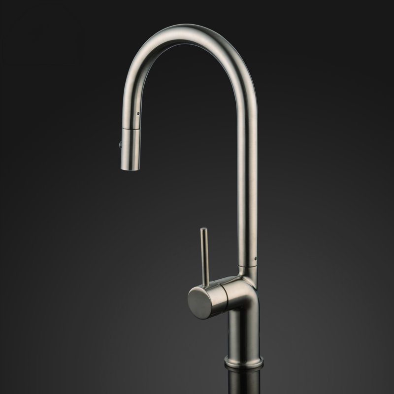Robinet de cuisine à poignée simple Swan, Nickel brossé