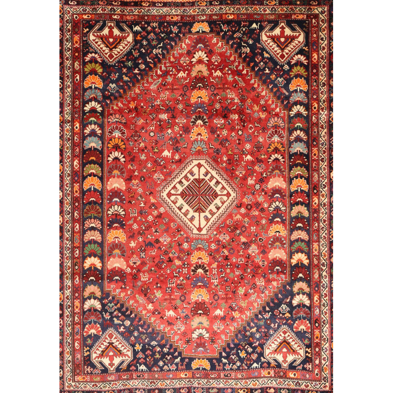 Tapis traditionnel rouge / noir Herwig, Rectangle 7 pi x 10 pi