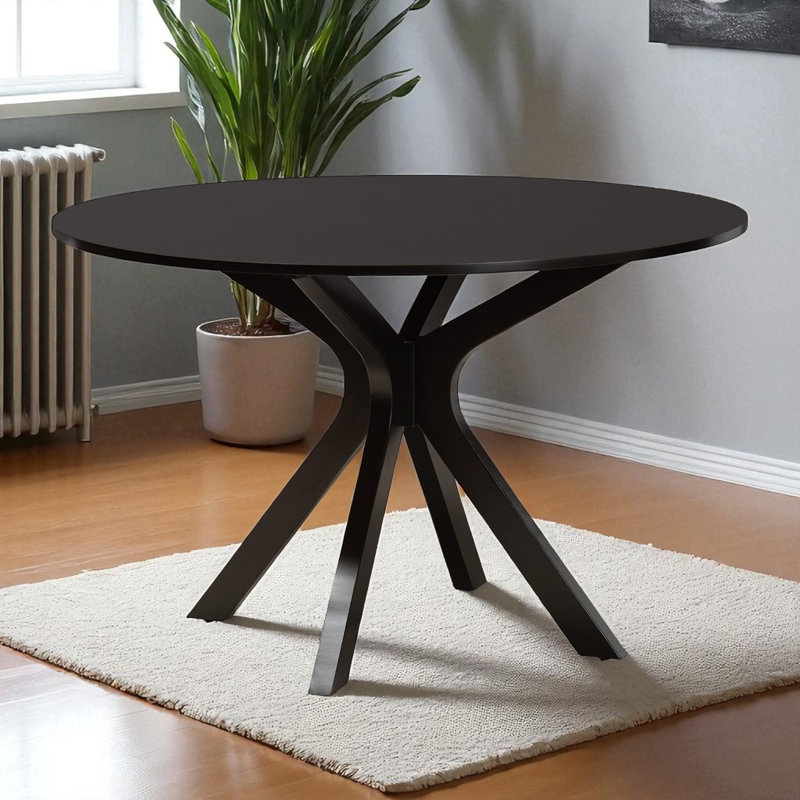 Cassia Round Top Dining Table with Dark Brown Finish, 29.85'' H X 44.73'' W X 44.73'' D, 29.73"H x 44.66"L x 44.66"W