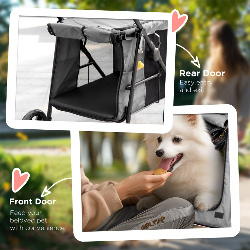 Foldable Pet Stroller, Grey/Black