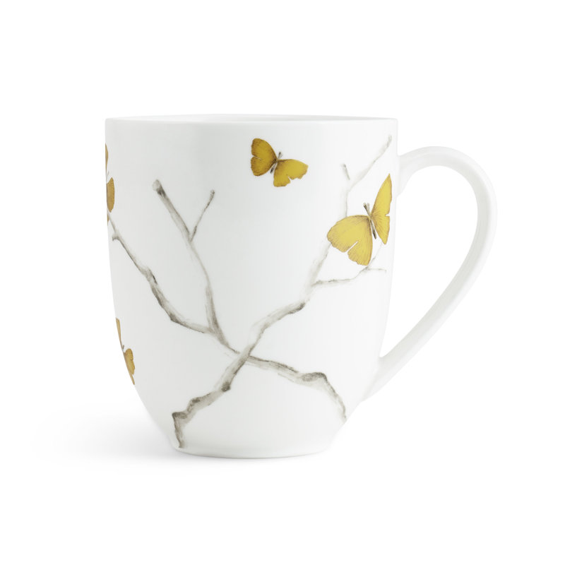 Butterfly Ginkgo Handmade Porcelain Coffee Mug
