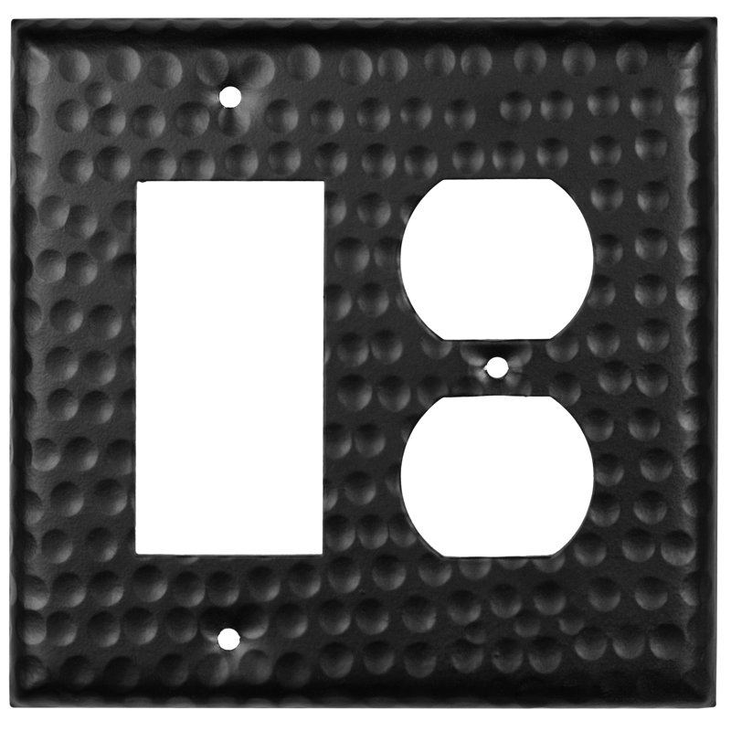 Matte Black Hand Hammered 2-Gang Wall Plate