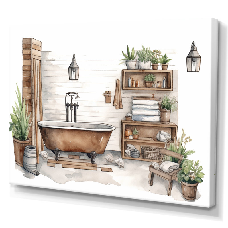 «Natural Bathroom Decor XV», reproduction sur toile encadrée, H 16 po x l 32 po x P 1 po, Toile tendue