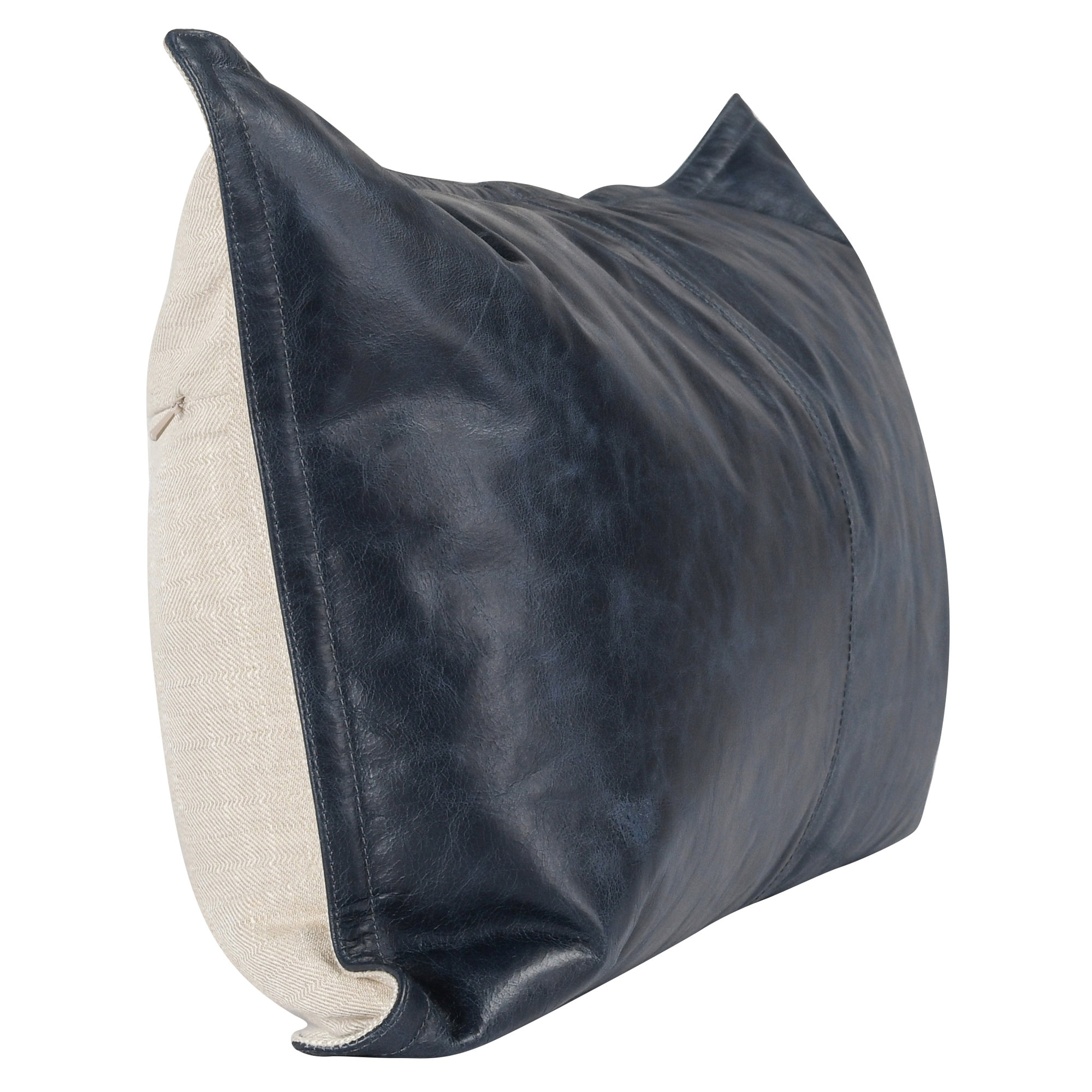 Cutler Leather Accent Pillow, 14" x 26", Nightfall Blue, Rectangular