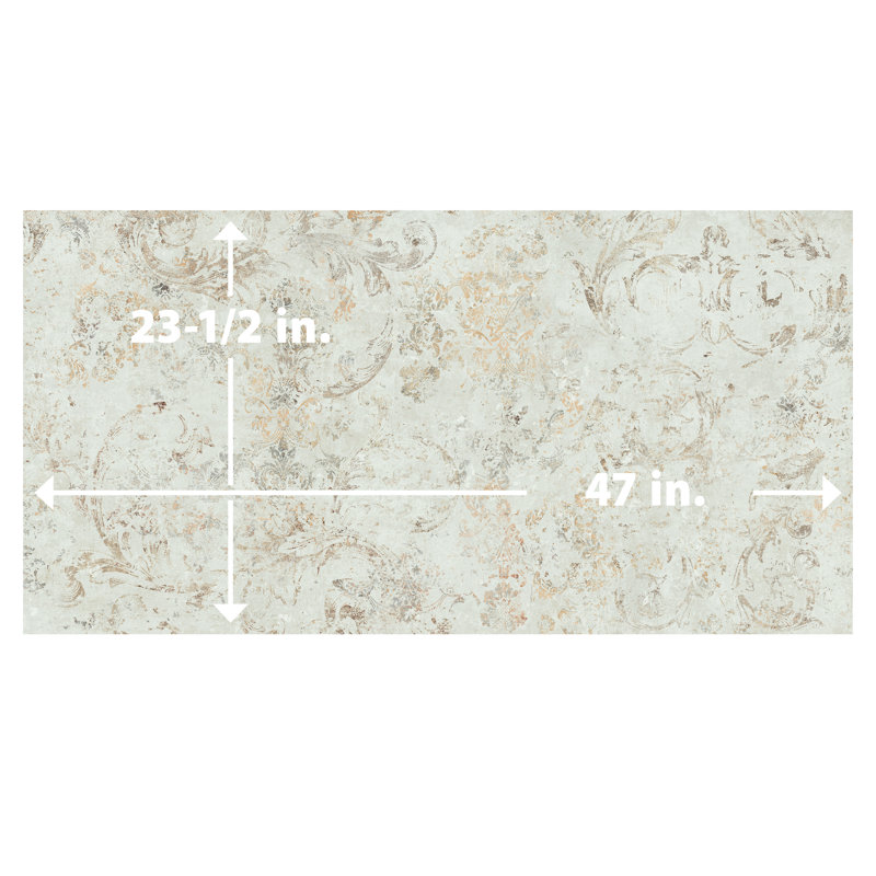 Pictura 23-1/2 In. X 47 In. Porcelain Floor And Wall Tile, White/Beige