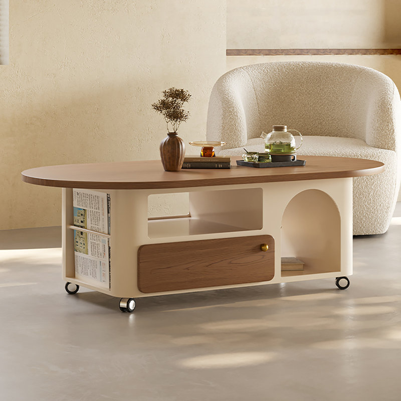 Table basse en fer brun et bois manufacturé brun, H 16,54 po x L 55,12 po x l 27,56 po
