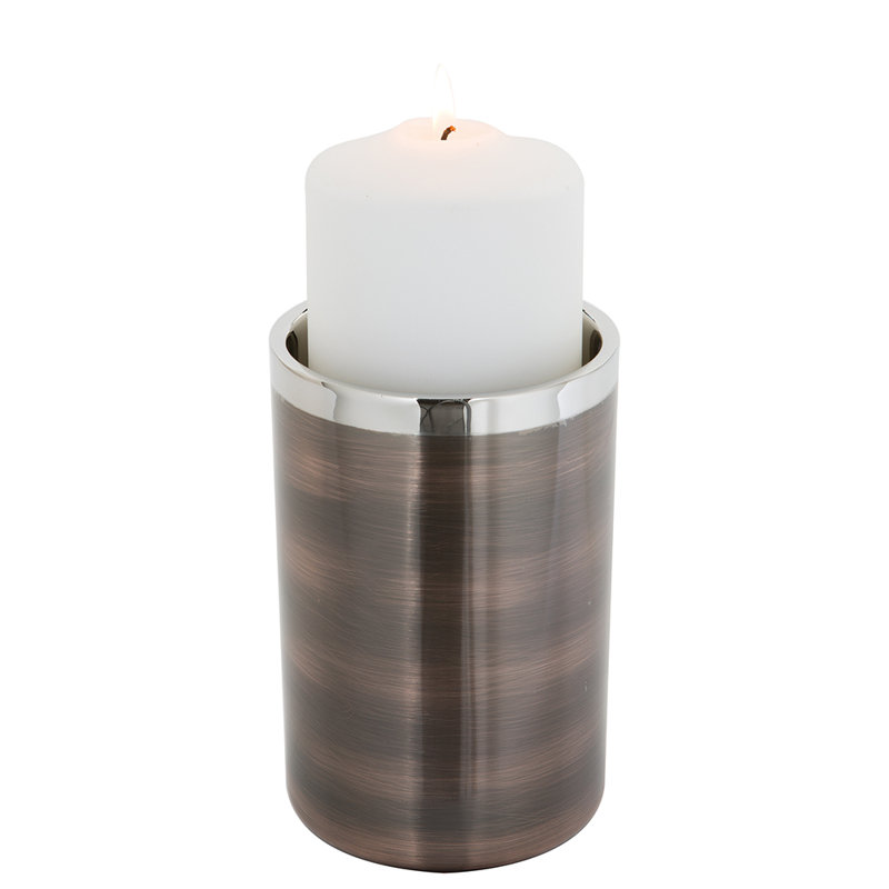 Stainless Steel Tabletop Tealight Holder, 15cm H x 10cm W x 10cm D, Bronze