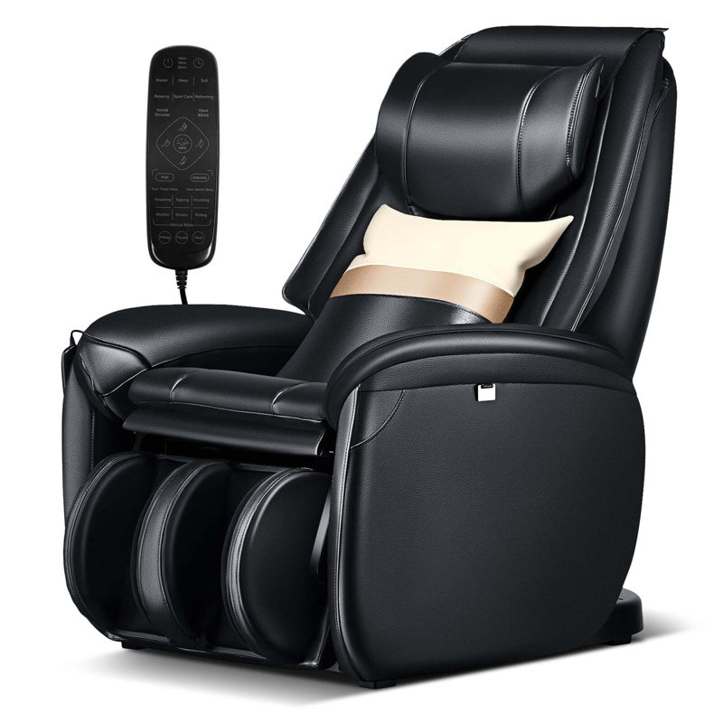 Fauteuil de massage chauffant en similicuir, Similicuir noir