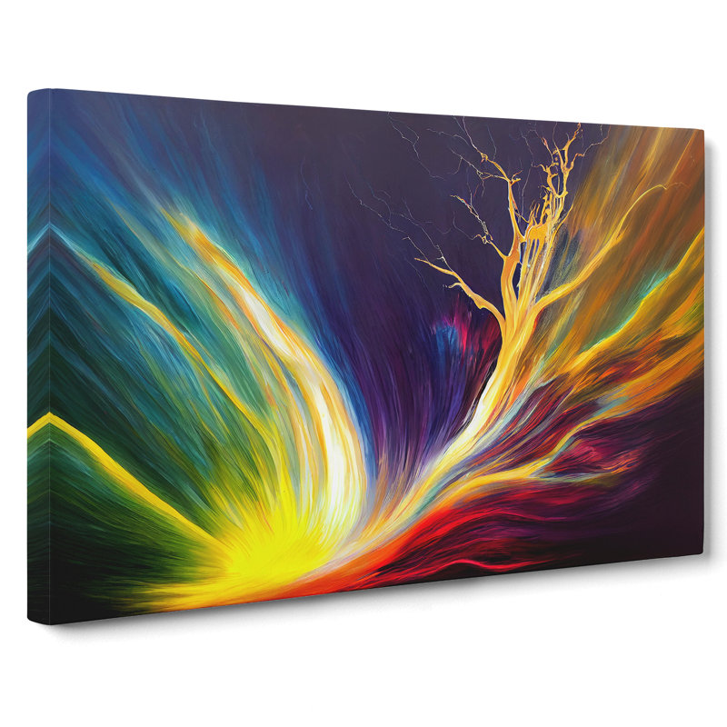 Painted Lightning Abstract - Wrapped Canvas Painting, 35cm H x 50cm W x 3cm D