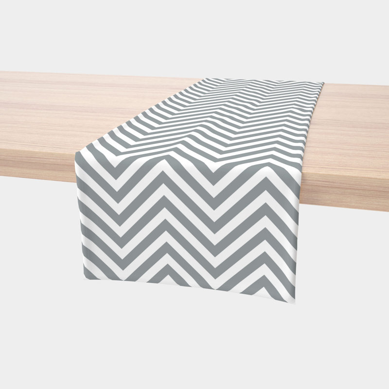 Mccandless Chevron Milliken Signature Table Runner, 108" L x 14" W, Gray