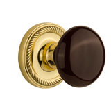 Rope Rosette with Brown Porcelain Door Knob