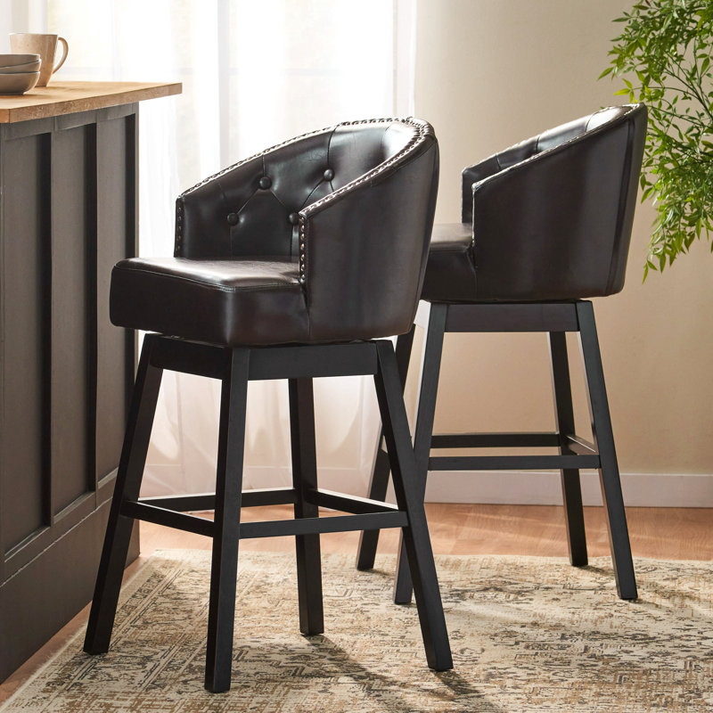 Tabouret tournant à 360 degrés avec garniture cloutée, ensemble de 2