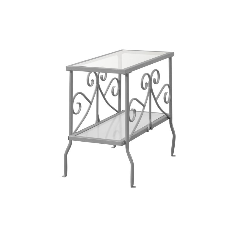 Traditional Accent Table with Clear Tempered Glass Top - Versatile Side Table, End Table & Nightstand for Living Room & Bedroom, Silver Metal Frame