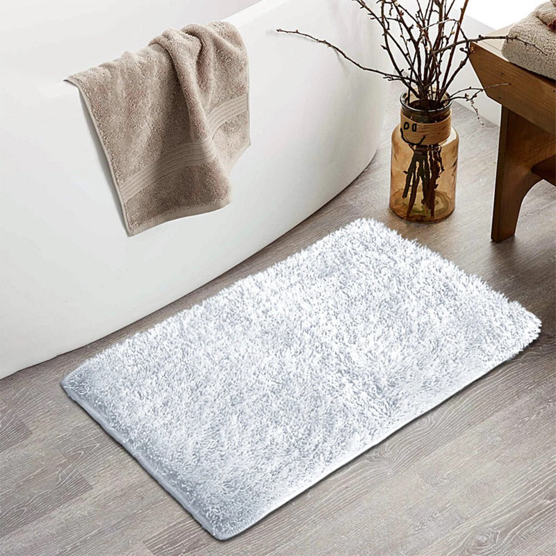 Polypropylene Plastic Non-Slip Bath Mat, Single - 110cm L x 60cm W, White