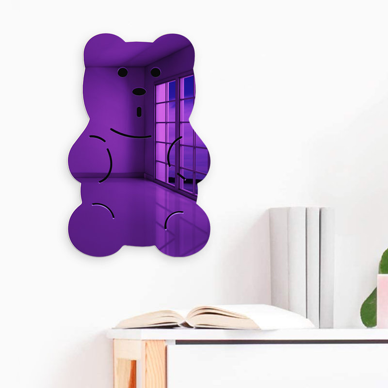 Décoration murale miroir bonbon Gummy Bear, H 19 po x l 12 po x P 1 po, Mauve