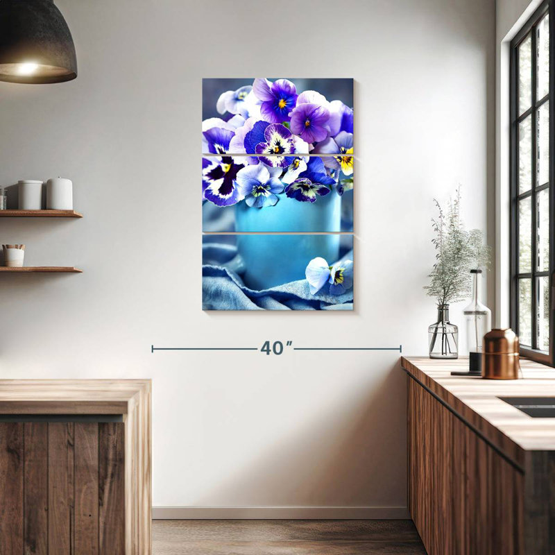 Harnek Pansies In A Vase, 38" H x 24" W